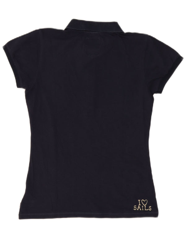 North Sails Womens Graphic Polo Shirt UK 14 Large Navy Blue