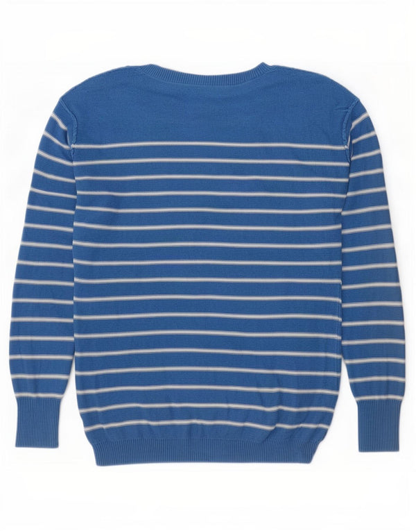 Fat Face Dame Oversized Boat Neck Jumper Sweater UK 10 Små blå stribet