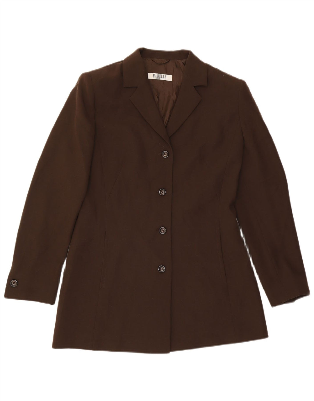 Marella Dame 4-knaps blazerjakke UK 12 Medium Brun Uld Klassisk
