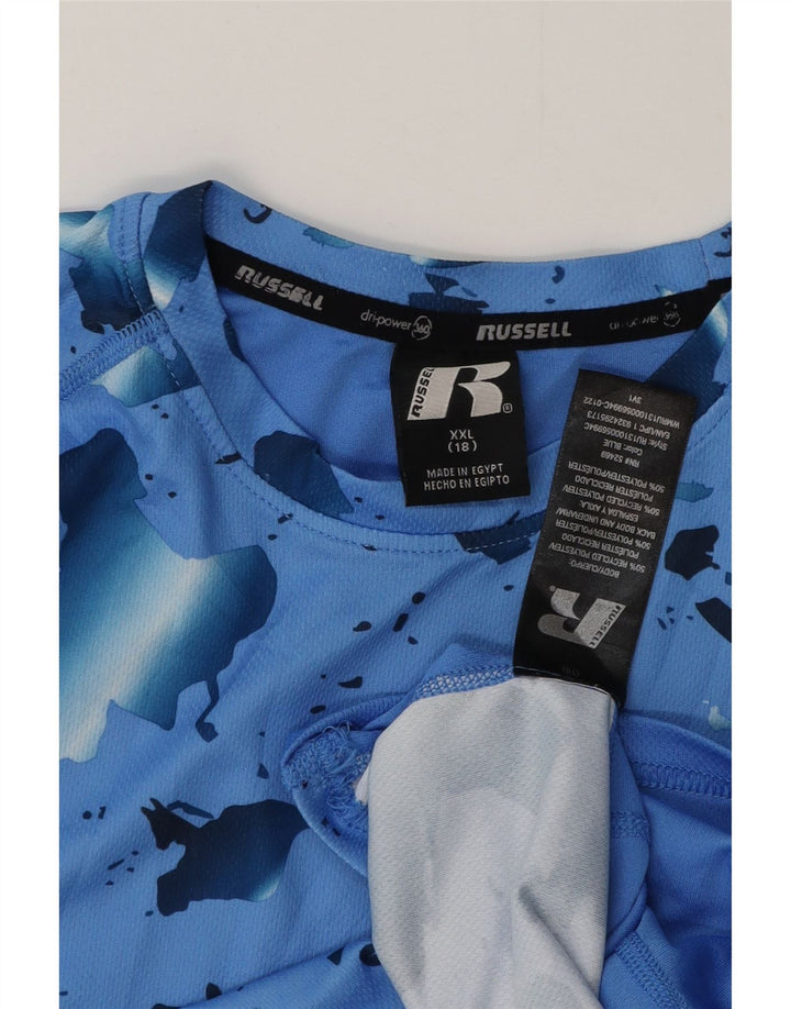 Russell Athletic Boys Dri-Power T-Shirt Top 15-16 år 2XL Blå Polyester