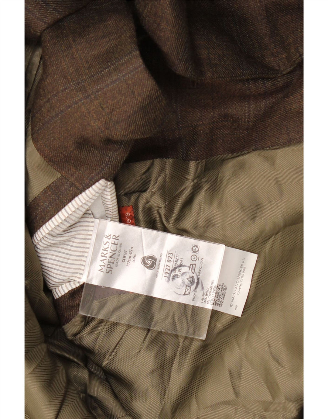 Marks & Spencer Herre lang 2-knaps blazerjakke UK 46 XL Khaki ternet uld