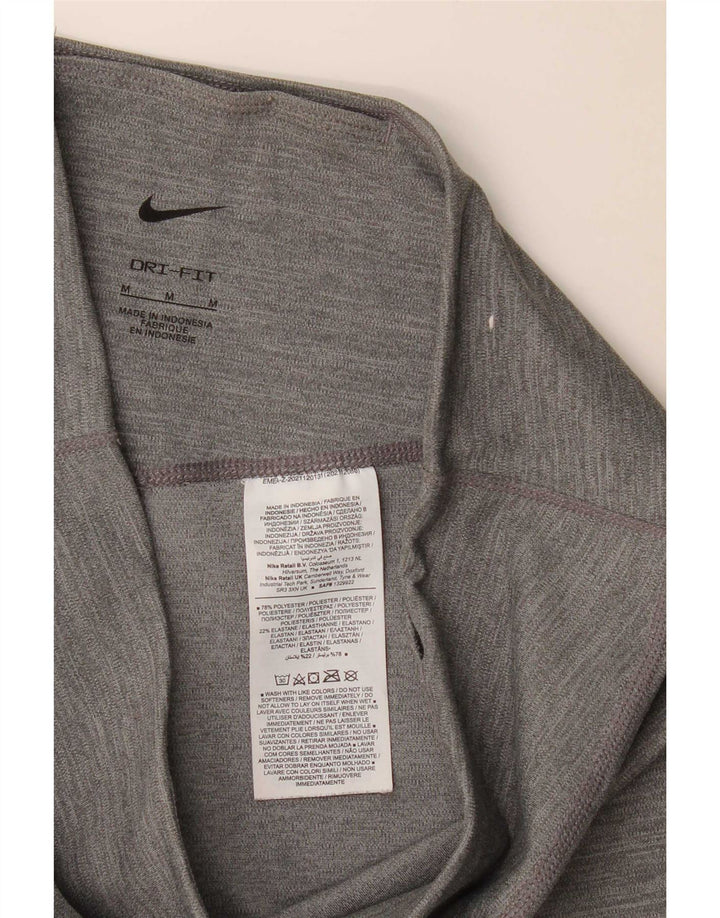 Nike Dame Dri Fit Leggings UK 12 Medium Grey Flecked Polyester