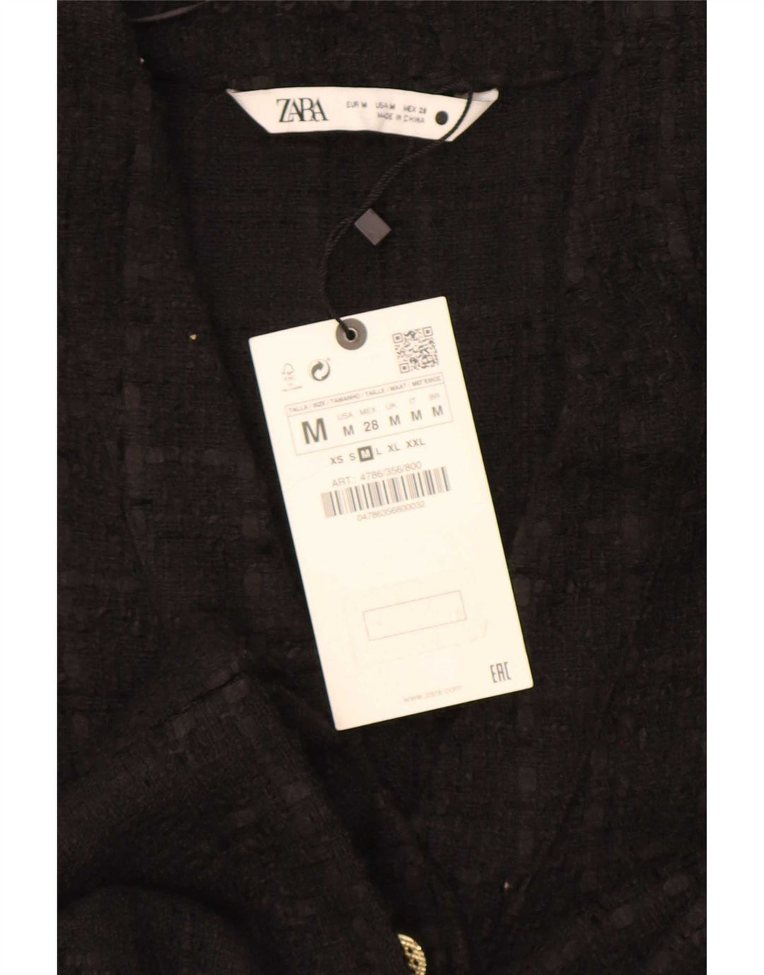 Zara Dame 6 Button Blazer Jacket UK 14 Medium Sort Ternet polyester