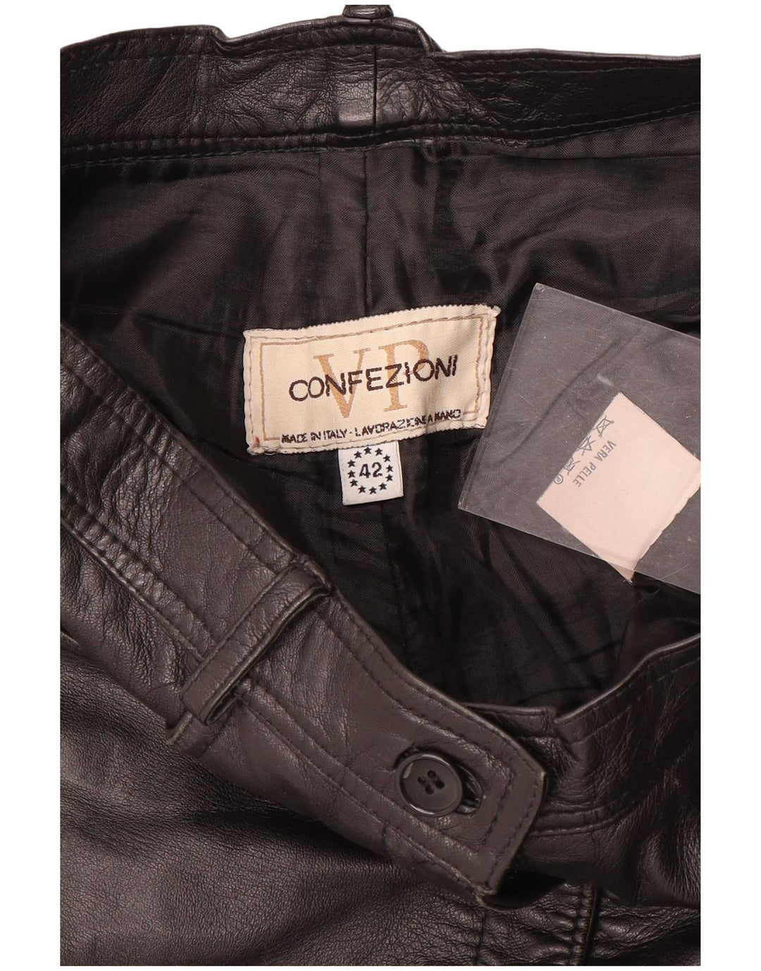 VINTAGE Lige bukser til kvinder IT 42 Medium W28 L29 Sort læder