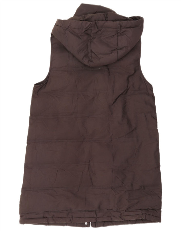 Zara Dame Hætte Polstret Gilet UK 14 Medium Sort