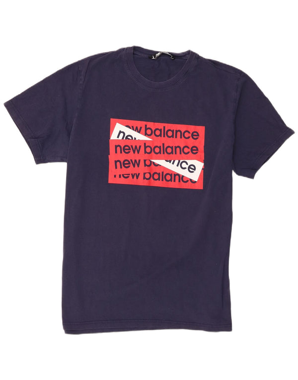 New Balance Herre grafisk T-shirt top 2XL marineblå bomuld