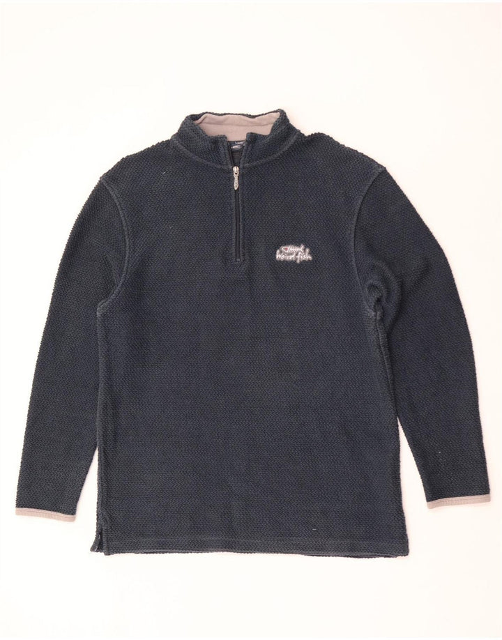 Weird Fish Herre Zip Neck Top 3/4 ærmet store marineblå bomuld