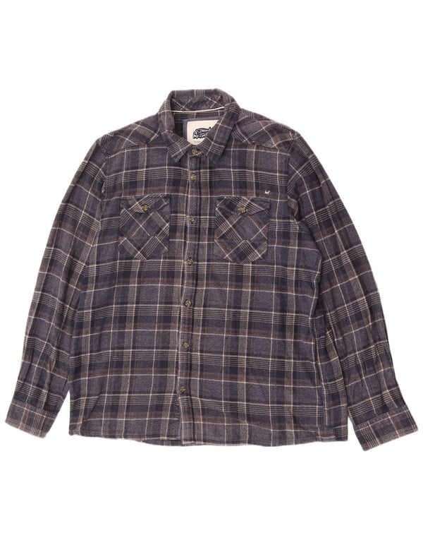 Weird Fish Herre flannelskjorte 2XL marineblå ternet bomuld