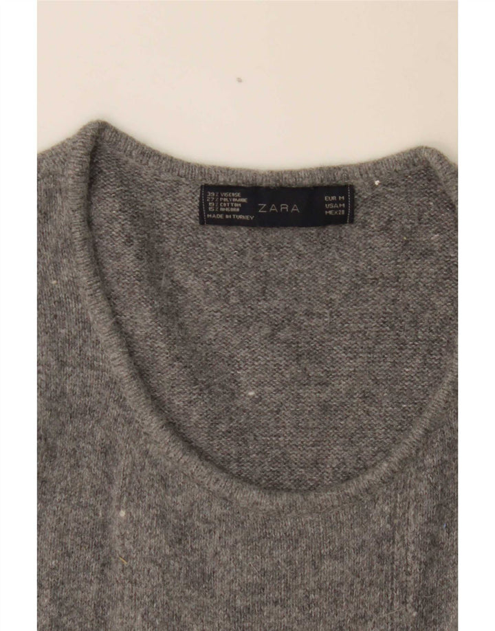 Zara Dame Ærmeløs Jumper Dress UK 14 Medium Grey Viscose
