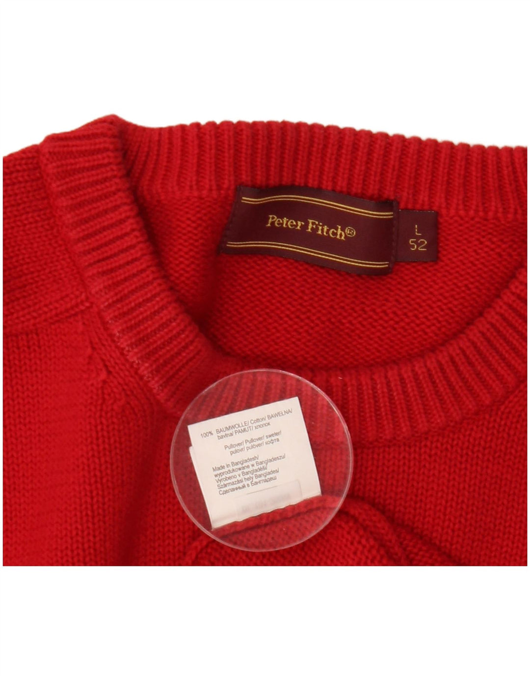 Peter Fitch Herre Crew Neck Jumper Sweater Stor Rød Bomuld