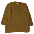 FAT FACE Womens V-Neck Jumper Sweater UK 10 Small Khaki Polyester