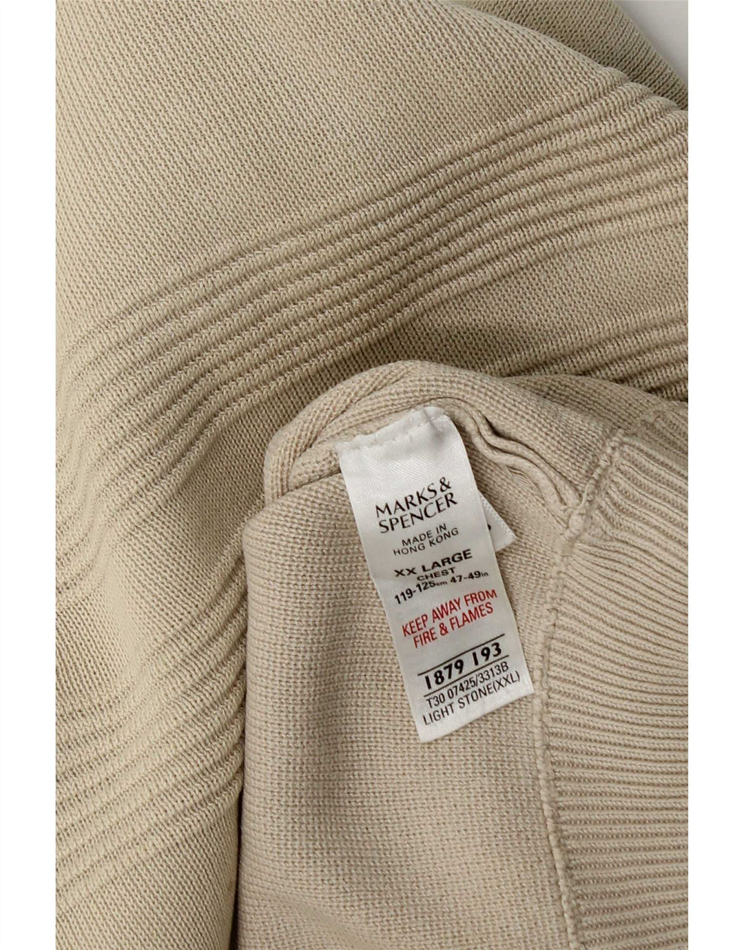 Marks & Spencer Herre Zip Neck Jumper Sweater 2XL Beige Bomuld