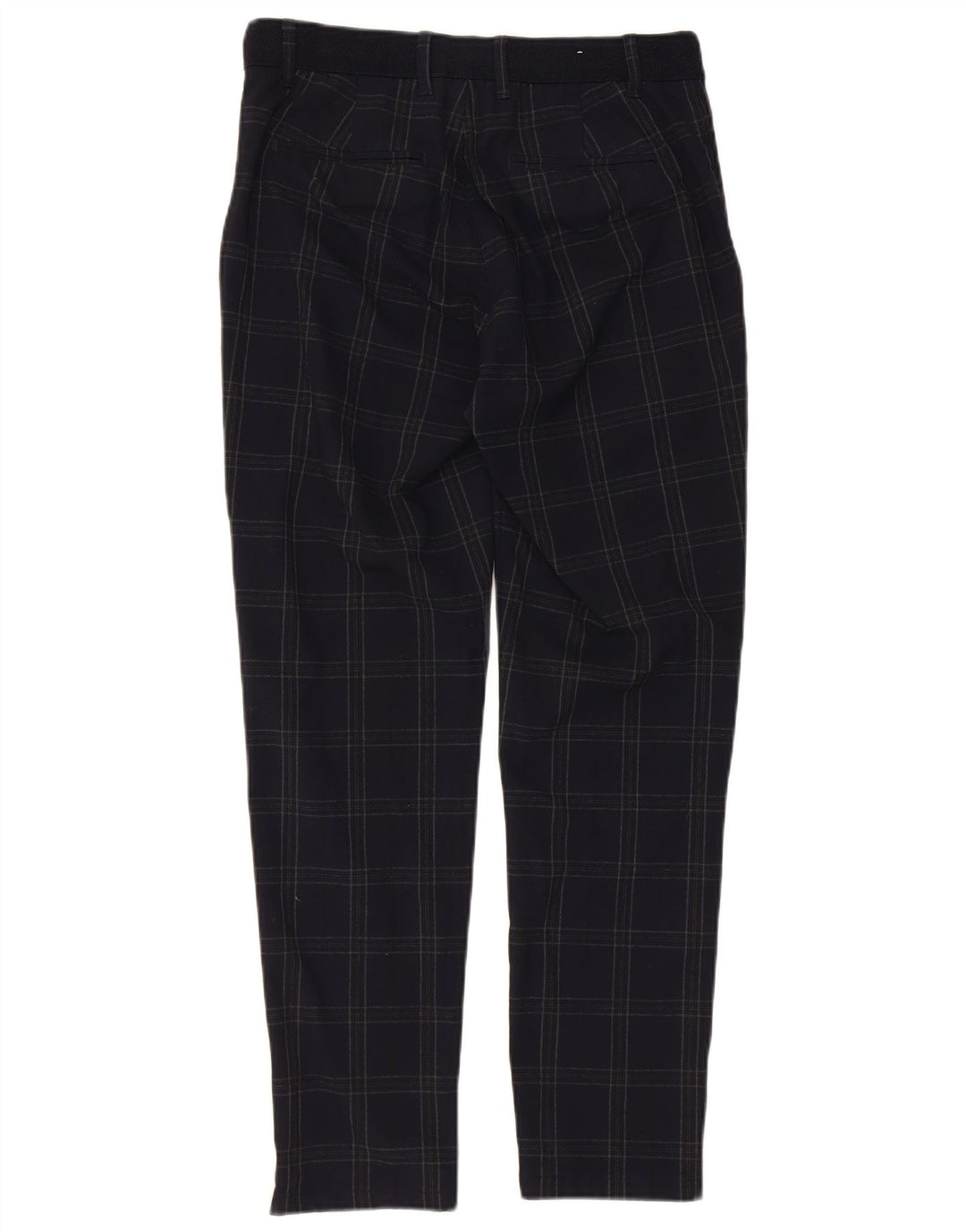 ZARA Slim Chino-bukser til mænd Small W30 L29 Marineblå ternet polyester