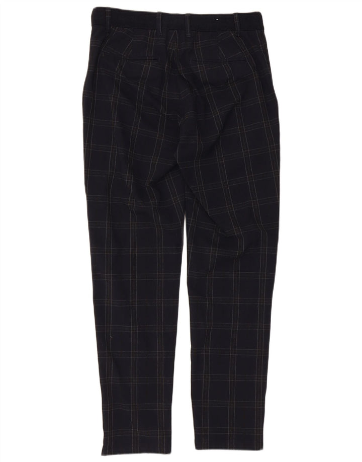 ZARA Slim Chino-bukser til mænd Small W30 L29 Marineblå ternet polyester