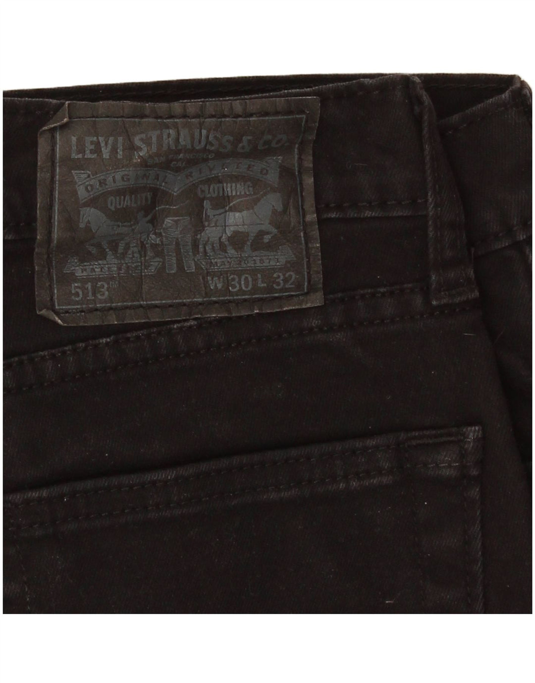 Levi's Herre 513 Slim Straight Jeans W30 L32 Sort Bomuld
