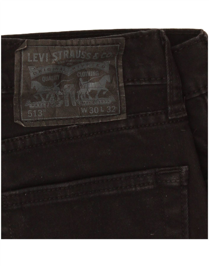 Levi's Herre 513 Slim Straight Jeans W30 L32 Sort Bomuld