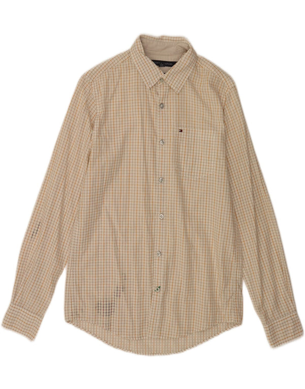 Tommy Hilfiger Herre New York Fit skjorte Lille beige ternet bomuld