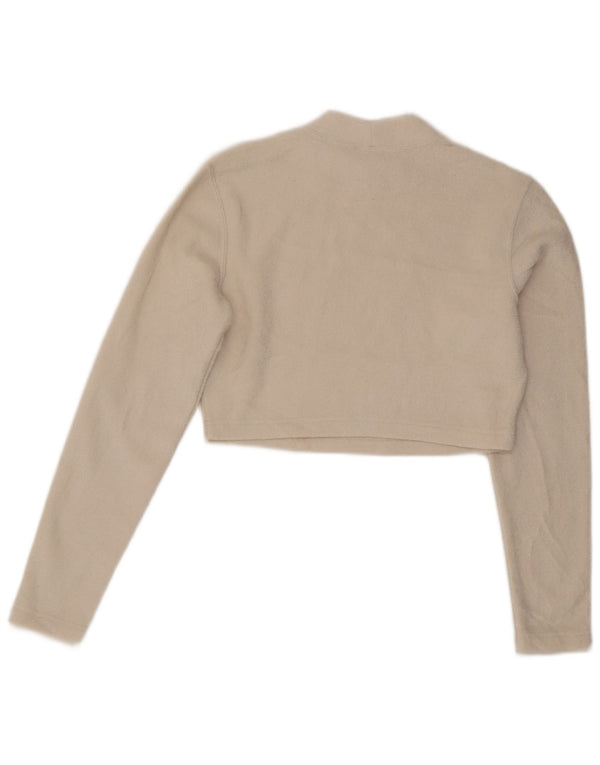 Nike Womens Crop Velour Top Langærmet UK 12 Medium Off White Polyester