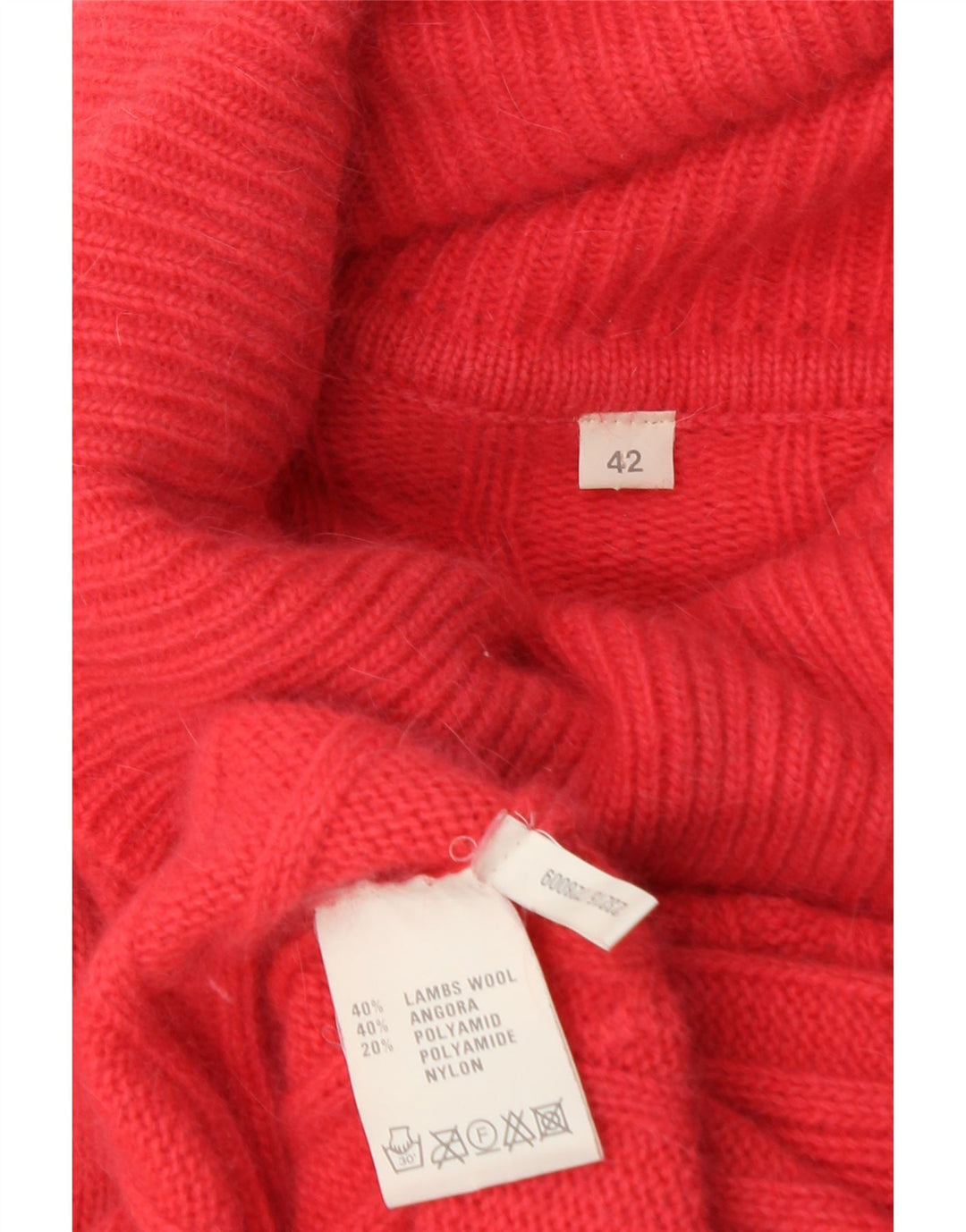 VINTAGE Womens Longline Graphic Roll Neck Jumper Sweater IT 42 Medium Pink