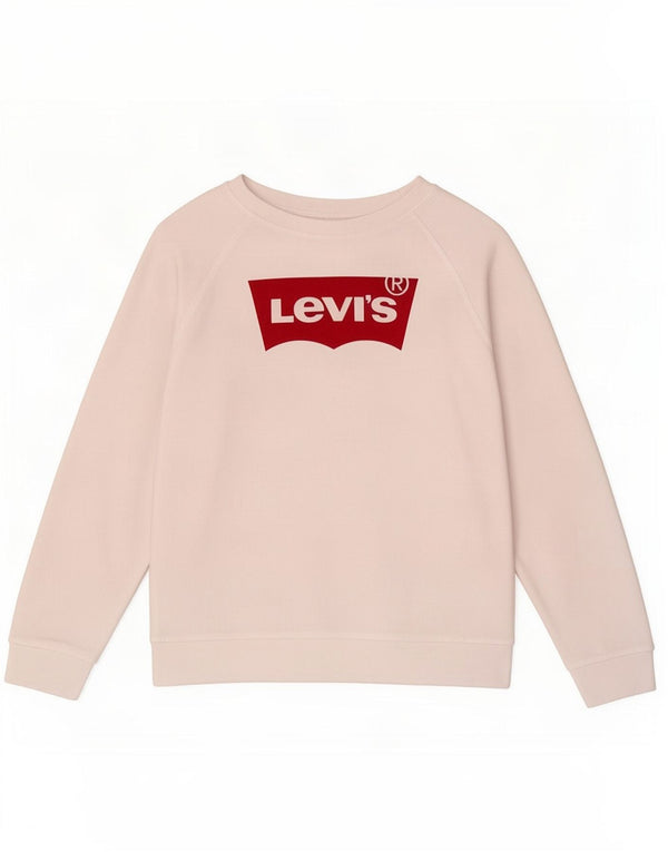Levi's Dame Grafisk Sweatshirt Jumper UK 14 Medium Hvid Bomuld