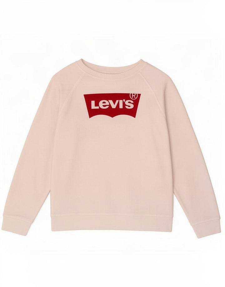 Levi's Dame Grafisk Sweatshirt Jumper UK 14 Medium Hvid Bomuld