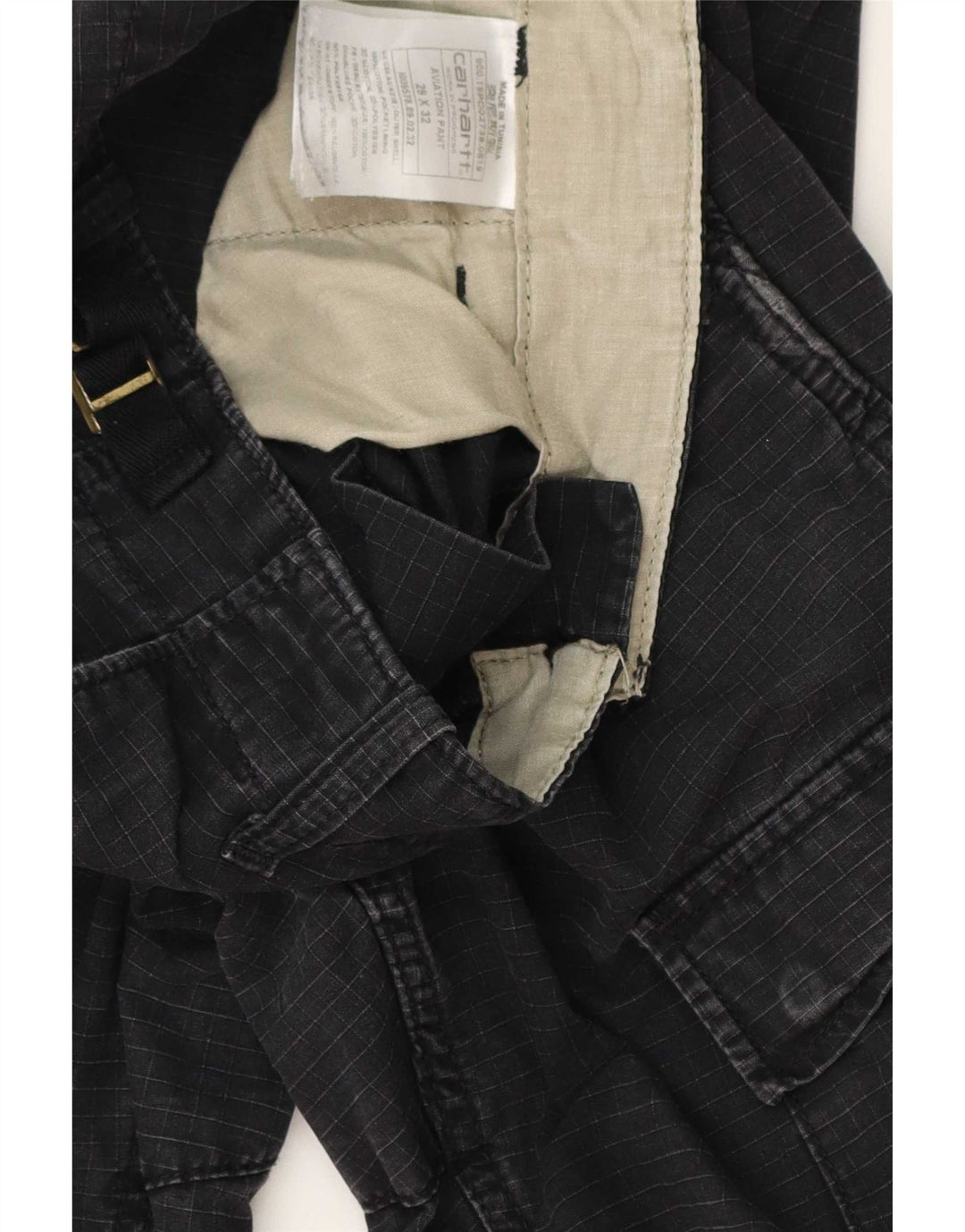Carhartt Herre Straight Cargo Bukser W29 L32 Sort Gingham Bomuld