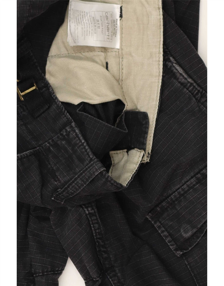 Carhartt Herre Straight Cargo Bukser W29 L32 Sort Gingham Bomuld