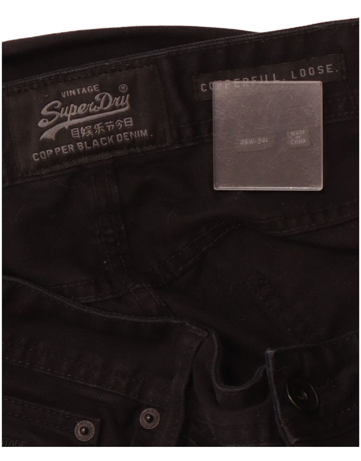 Superdry Herre Copperfill Loose Straight Jeans W36 L34 Sort Bomuld