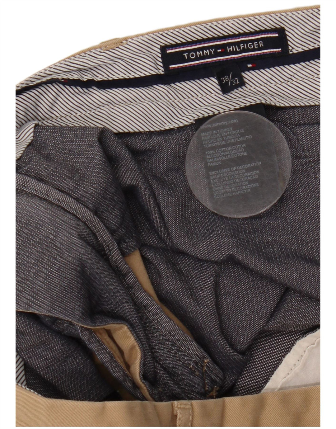 TOMMY HILFIGER Lige Chinobukser til mænd W38 L32 Beige Bomuld