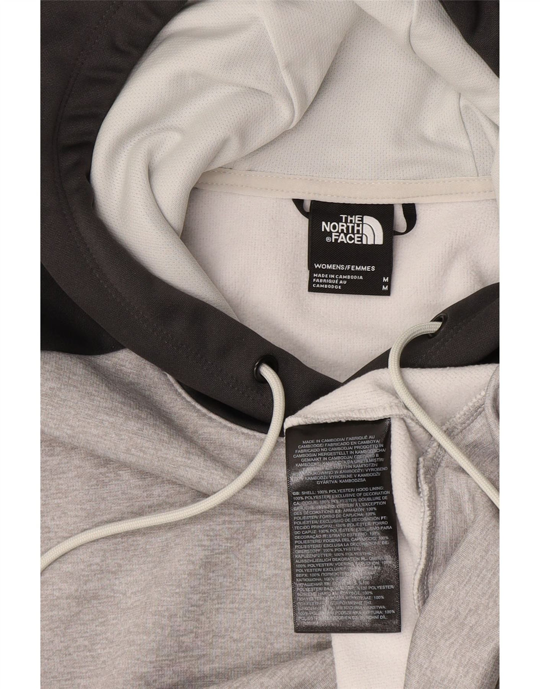 THE NORTH FACE Dame Crop Hoodie Jumper UK 12 Medium Grey Colourblock