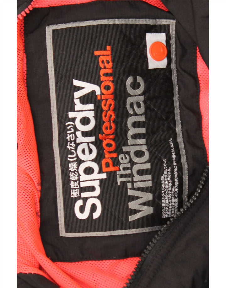 SUPERDRY Womens The Windmac Hooded Windbreaker Jacket UK 16 Large Black Vintage Superdry and Second-Hand Superdry from Messina Hembry 