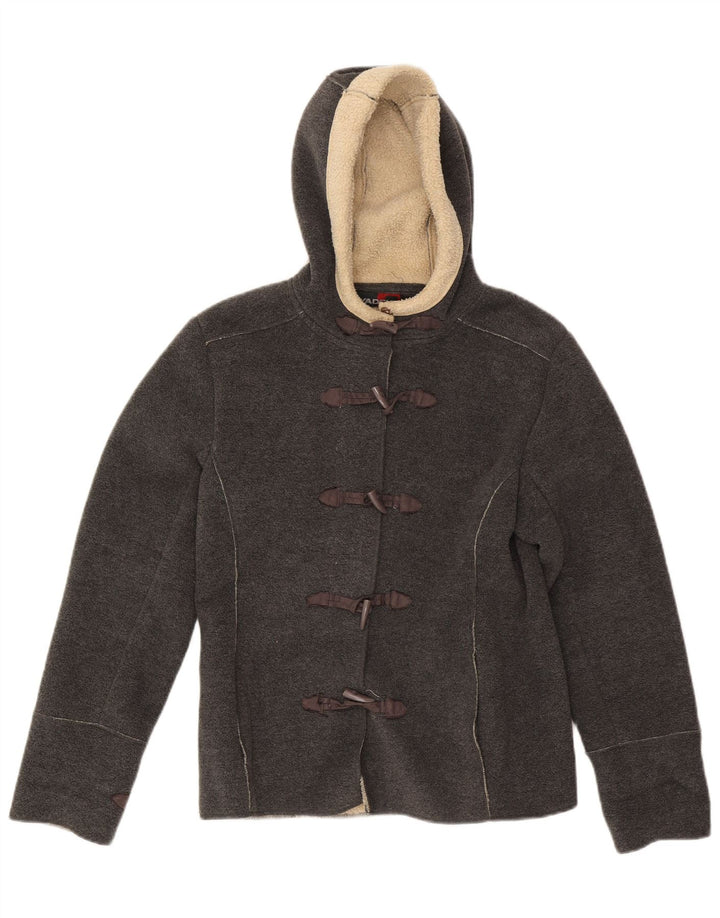 Vintage Sherpa Fleecejakke med hætte til kvinder UK 8 Lille grå polyester