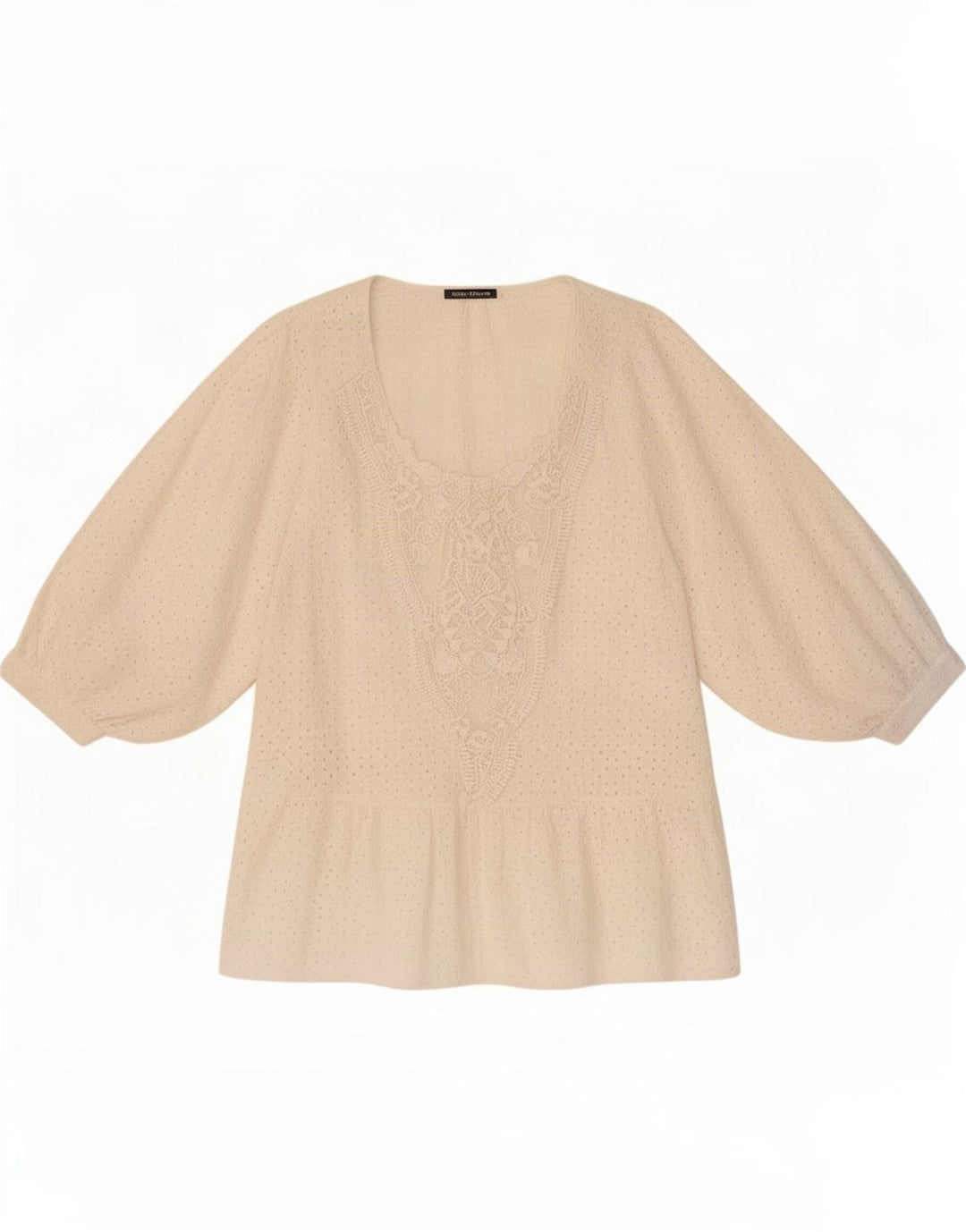 Zara Dame 3/4 ærmet bluse Top UK 10 Small White