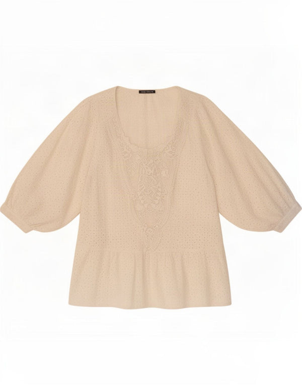Zara Dame 3/4 ærmet bluse Top UK 10 Small White