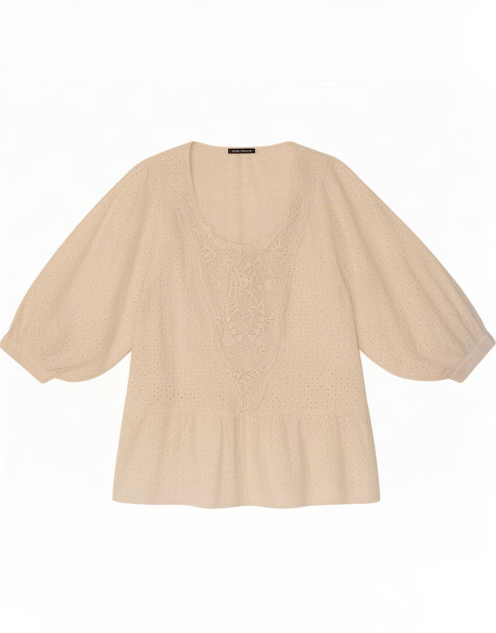 Zara Dame 3/4 ærmet bluse Top UK 10 Small White