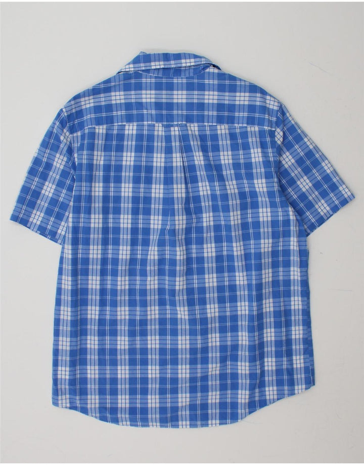 CHAPS Mens Grant Fit Short Sleeve Shirt Large Blue Check Cotton Vintage Chaps and Second-Hand Chaps from Messina Hembry 