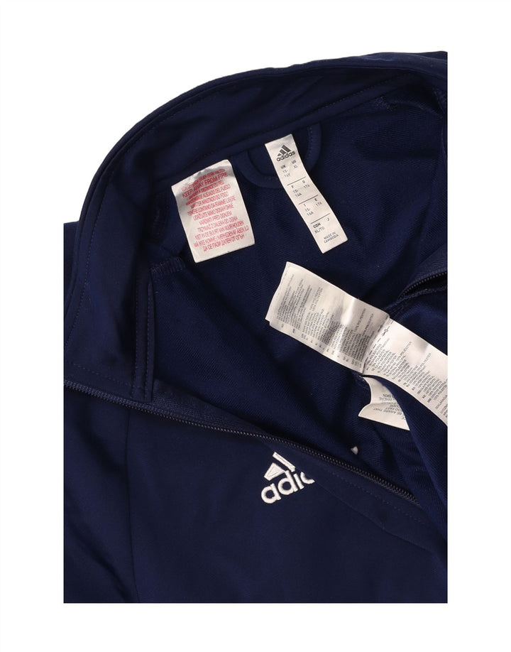 ADIDAS Boys Tracksuit Top Jacket 15-16 Years Navy Blue Polyester