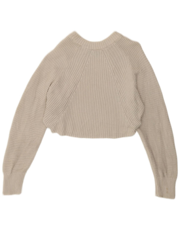 Topshop Womens Crop Oversized Crew Neck sweater UK 12 Medium White
