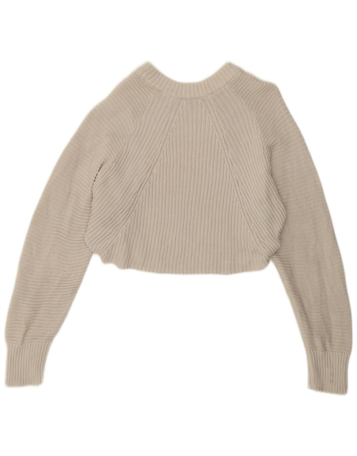 Topshop Womens Crop Oversized Crew Neck sweater UK 12 Medium White