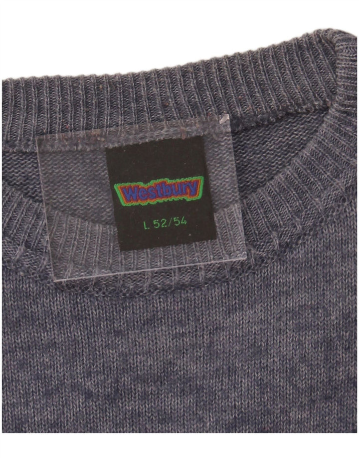 WESTBURY Mens Crew Neck Jumper Sweater IT 52/54 Large Grey Striped