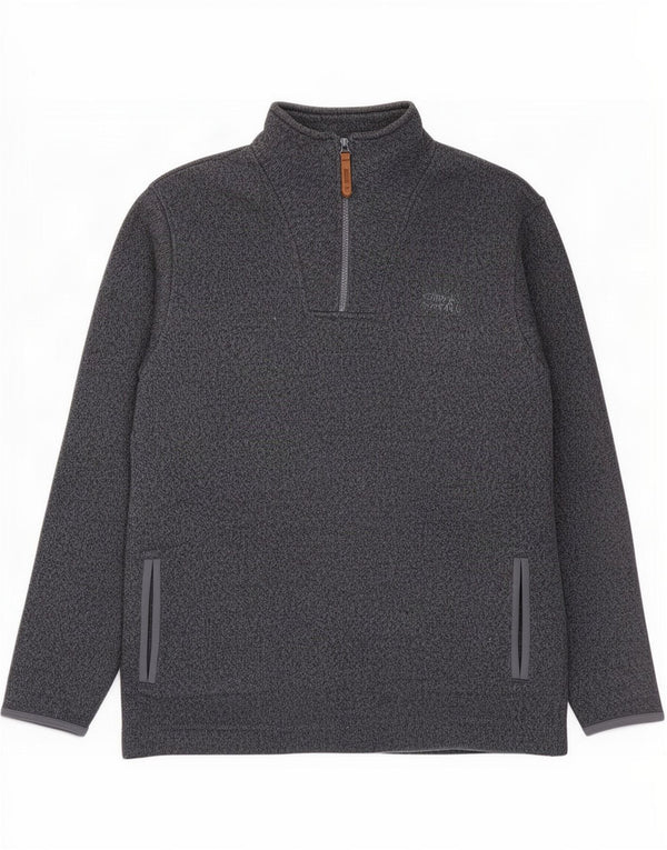 Weird Fish Mens Zip Neck Sweatshirt Jumper Large Grey Flecked Polyester