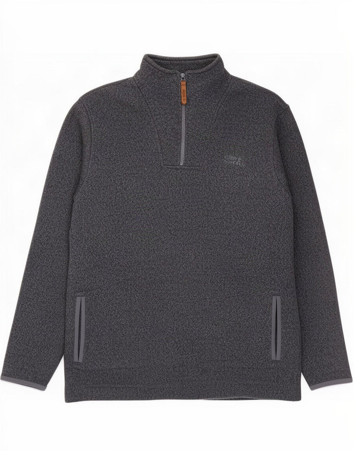 Weird Fish Herre Zip Neck Sweatshirt Jumper Large Grå Flecked Polyester