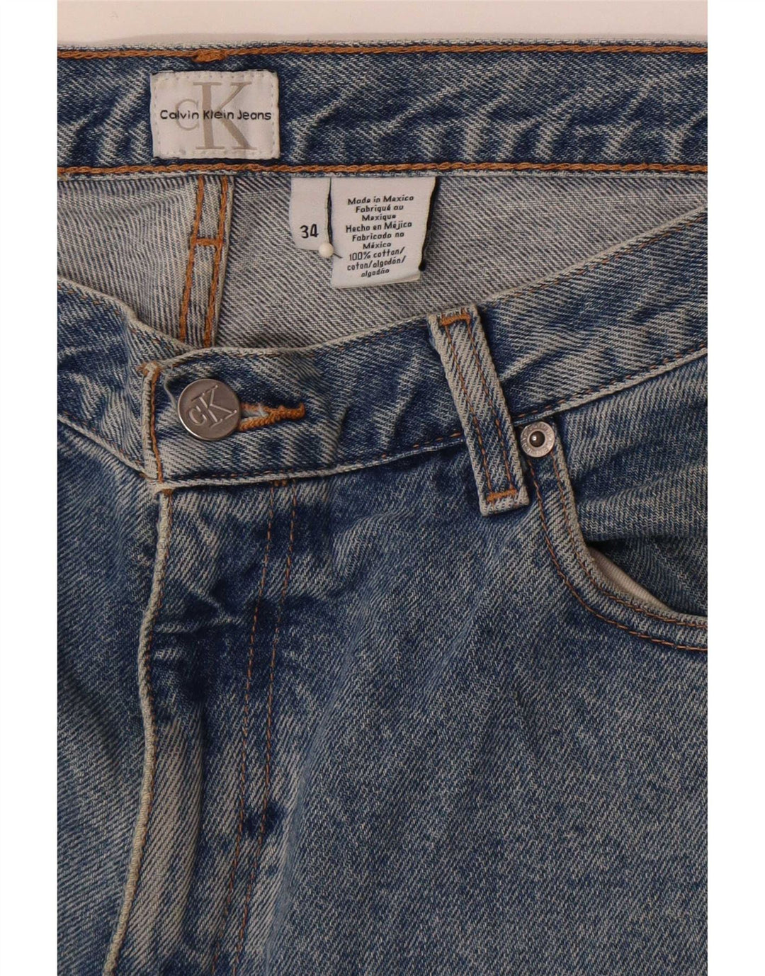 Calvin Klein Herre tilspidsede jeans W34 L32 blå bomuld