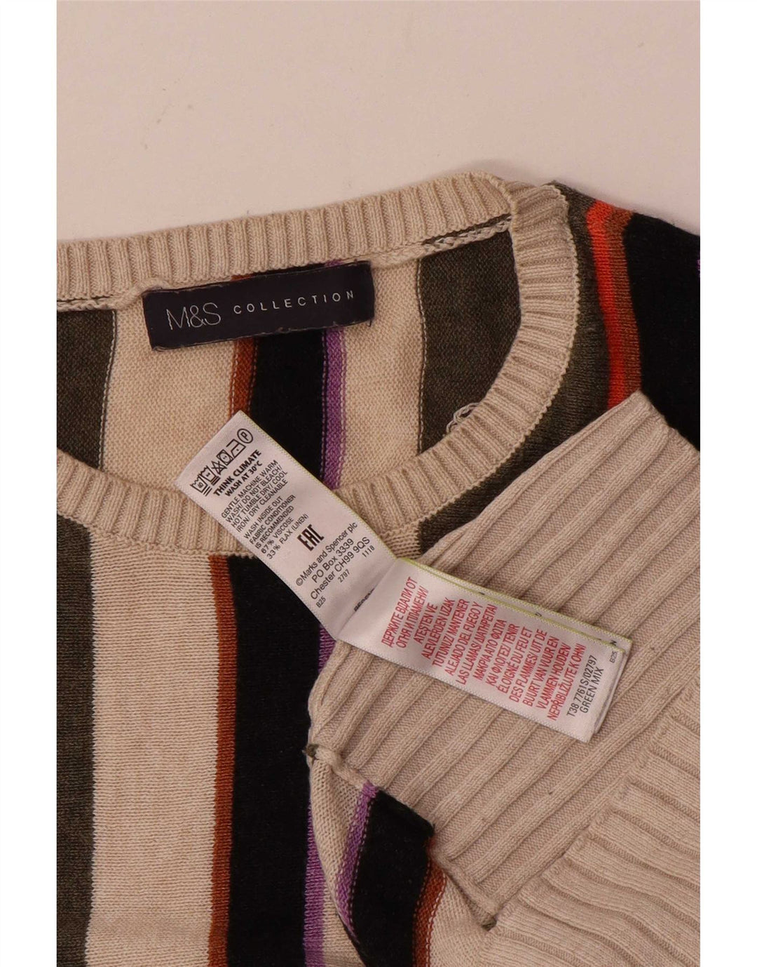Marks & Spencer Dame sweater med rund hals DK 14 Medium Flerfarvet