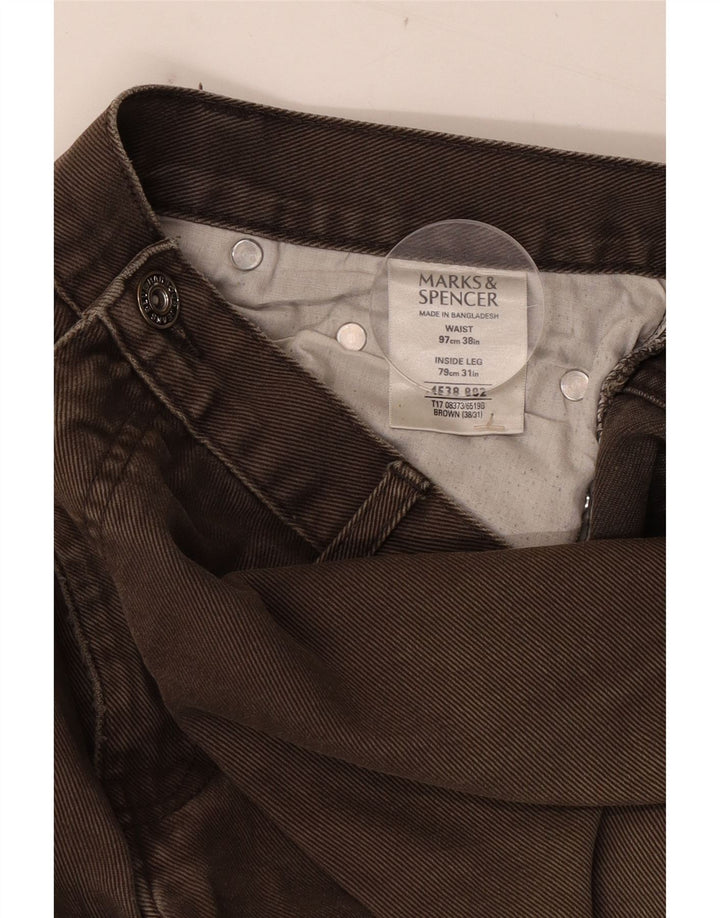 Marks & Spencer Herre Blue Harbor Straight Jeans W38 L31 Brun Bomuld