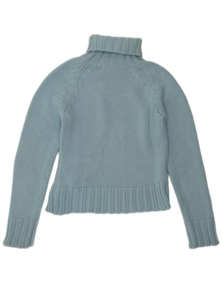 Zara Dame Roll Neck Jumper Sweater UK 14 Stor Blå Akryl