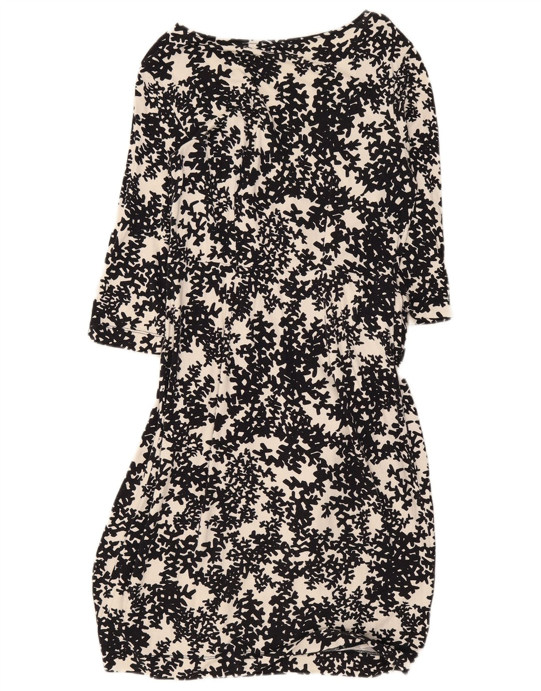 Hobbs 3/4 ærmer basiskjole til kvinder UK 10 Small Black Floral Viscose