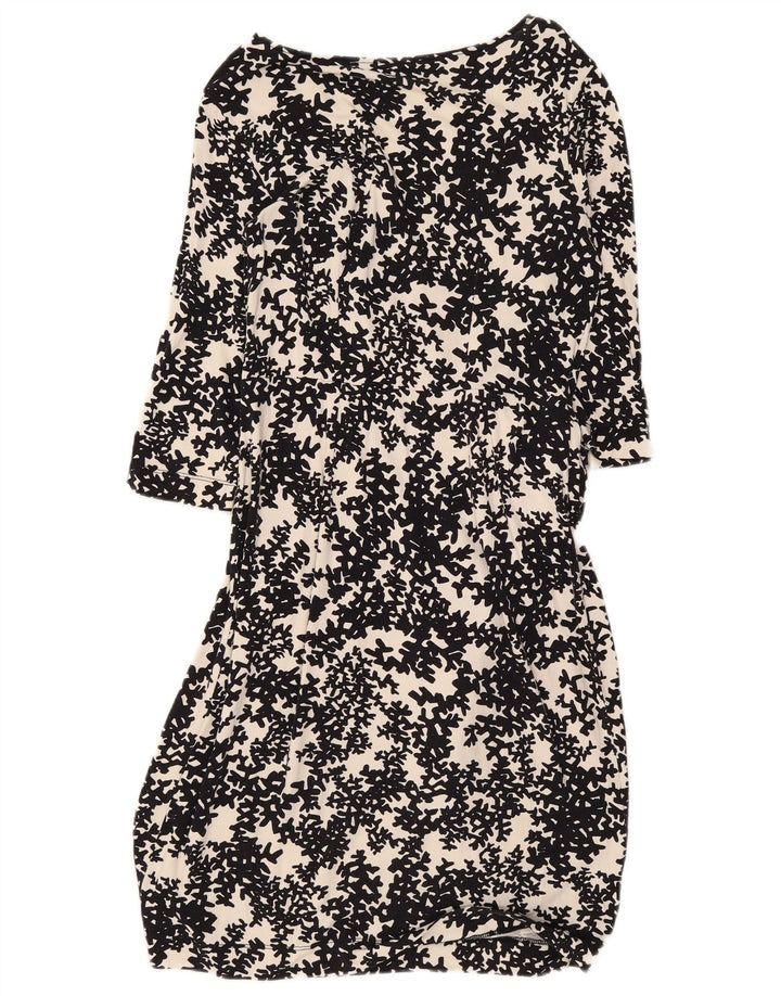 Hobbs 3/4 ærmer basiskjole til kvinder UK 10 Small Black Floral Viscose