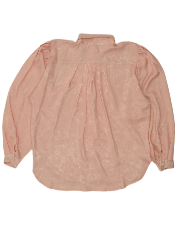 Vintage Dame Oversized Shirt Bluse UK 10 Small Pink Floral