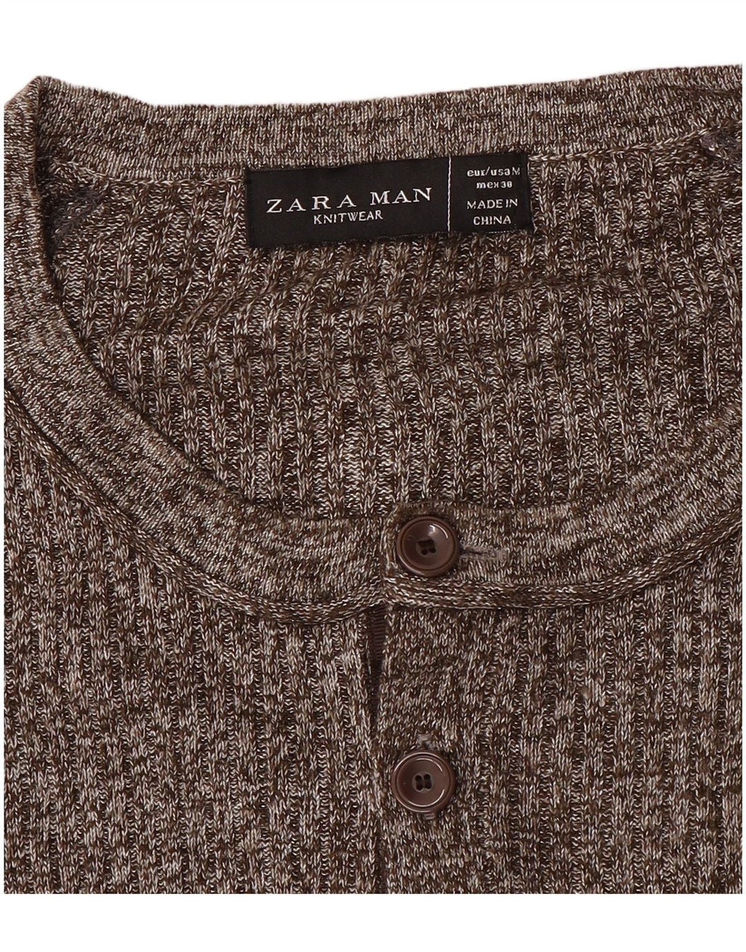 Zara Herre Boat Neck Jumper Sweater Medium Brun Flecked